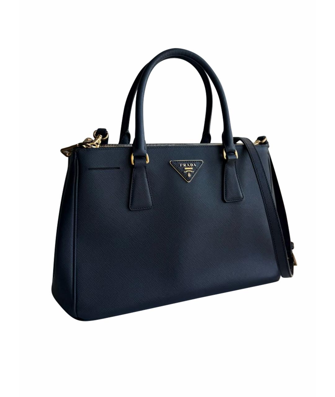PRADA Темно-синяя кожаная сумка тоут, фото 1