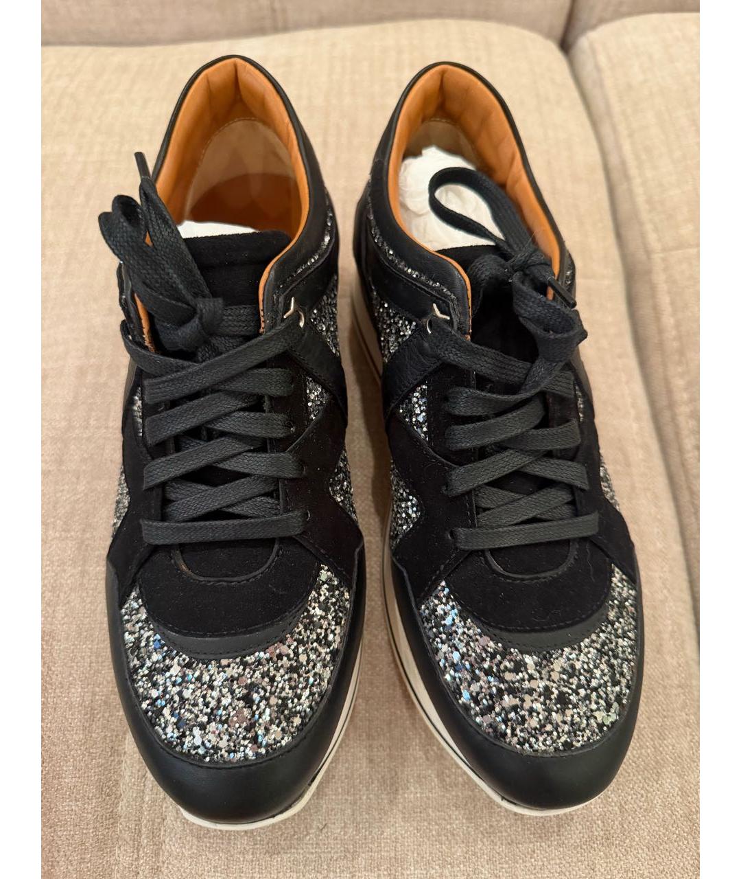 JIMMY CHOO Черные кожаные кроссовки, фото 2