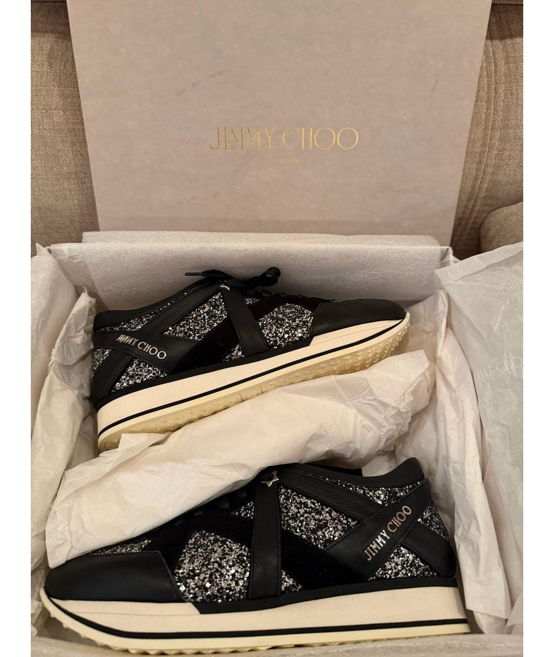 JIMMY CHOO Черные кожаные кроссовки, фото 6