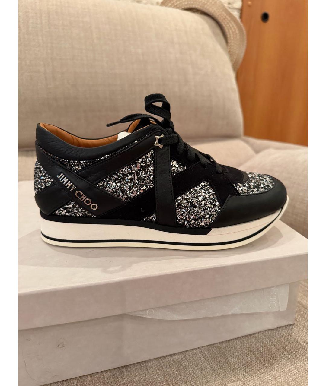 JIMMY CHOO Черные кожаные кроссовки, фото 7