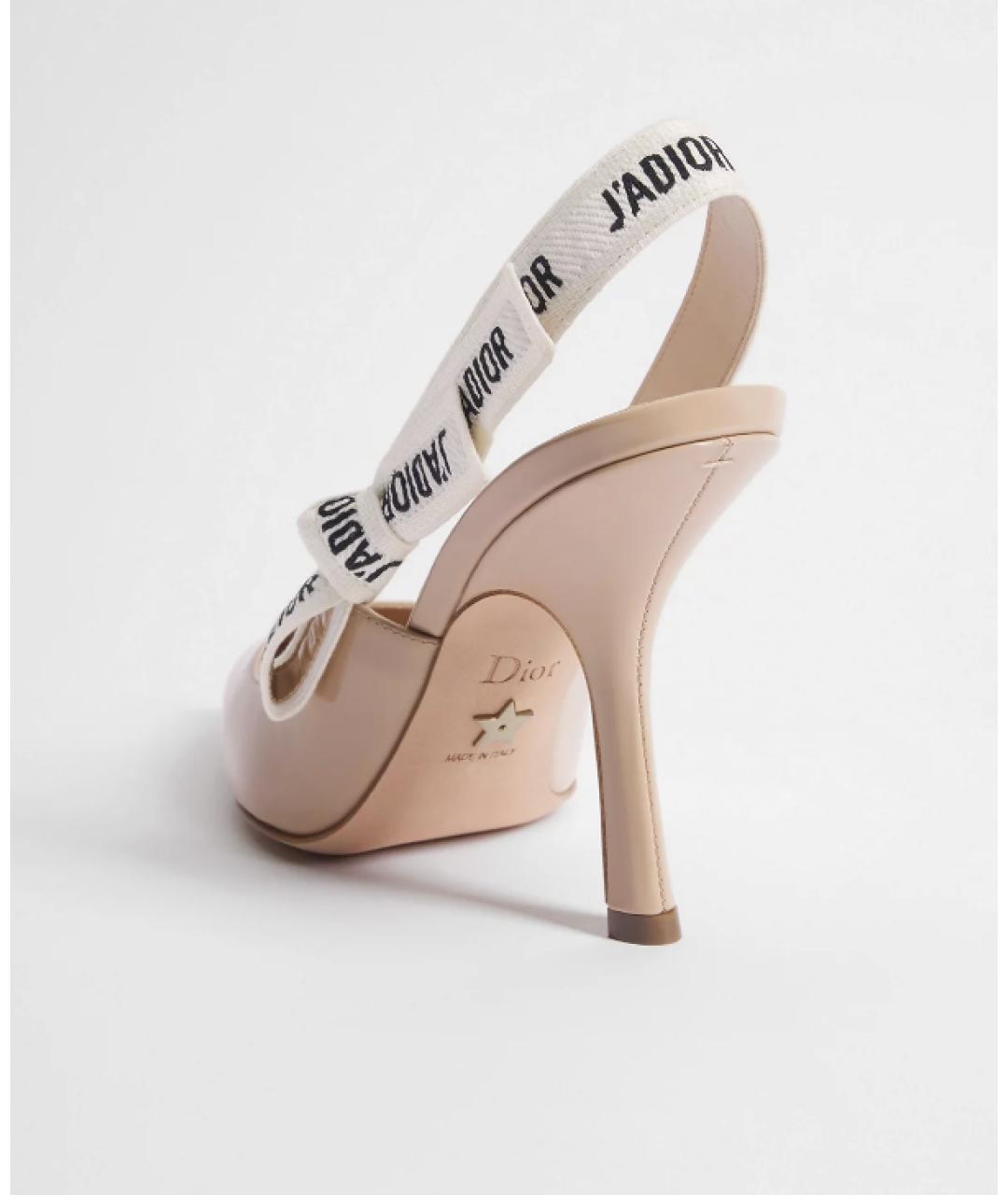 CHRISTIAN DIOR Бежевые туфли из лакированной кожи, фото 3
