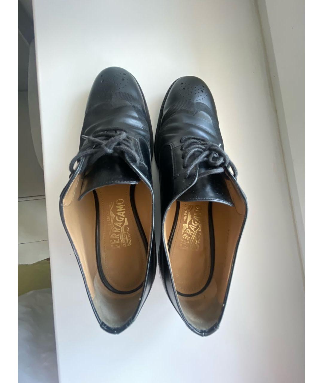 FERRAGAMO Черные кожаные брогги и оксфорды, фото 3