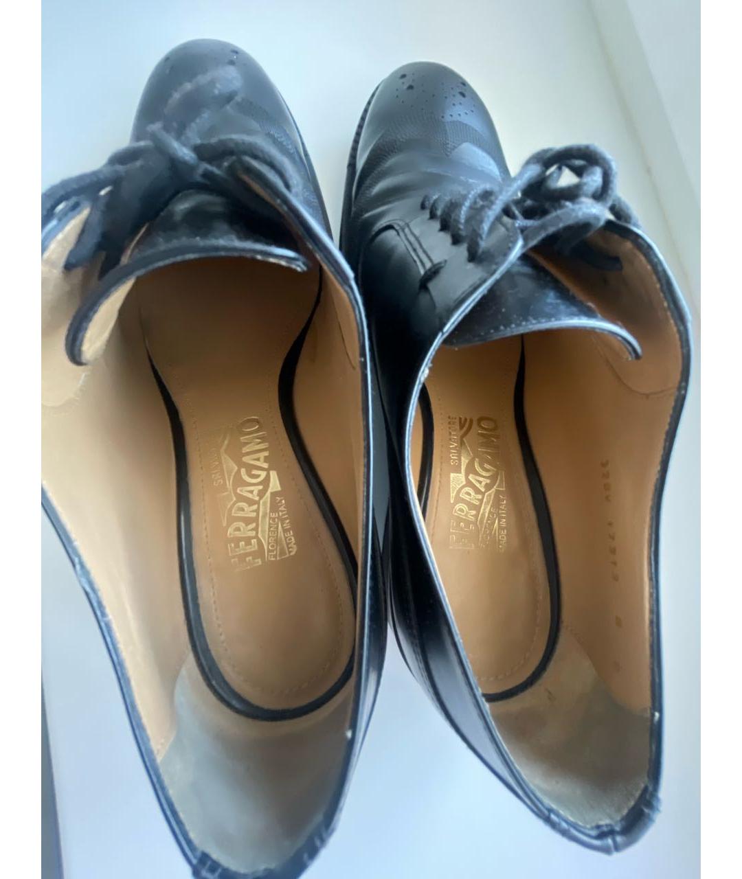 FERRAGAMO Черные кожаные брогги и оксфорды, фото 5