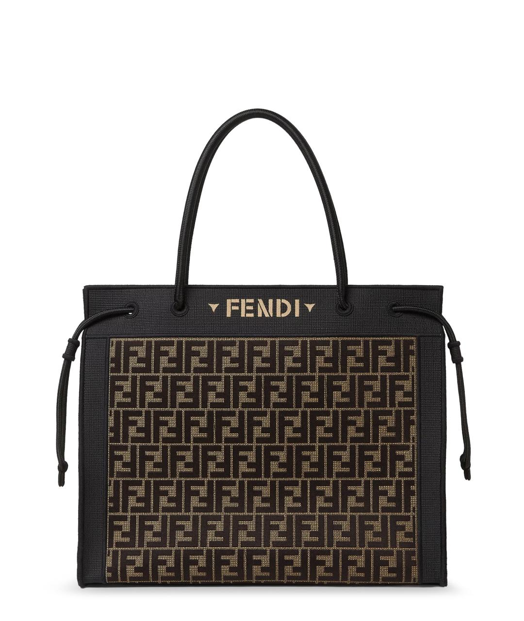 FENDI Коричневая сумка тоут из канвы, фото 1