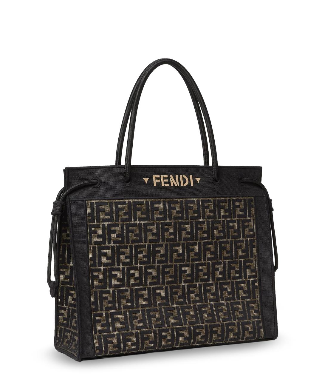 FENDI Коричневая сумка тоут из канвы, фото 3
