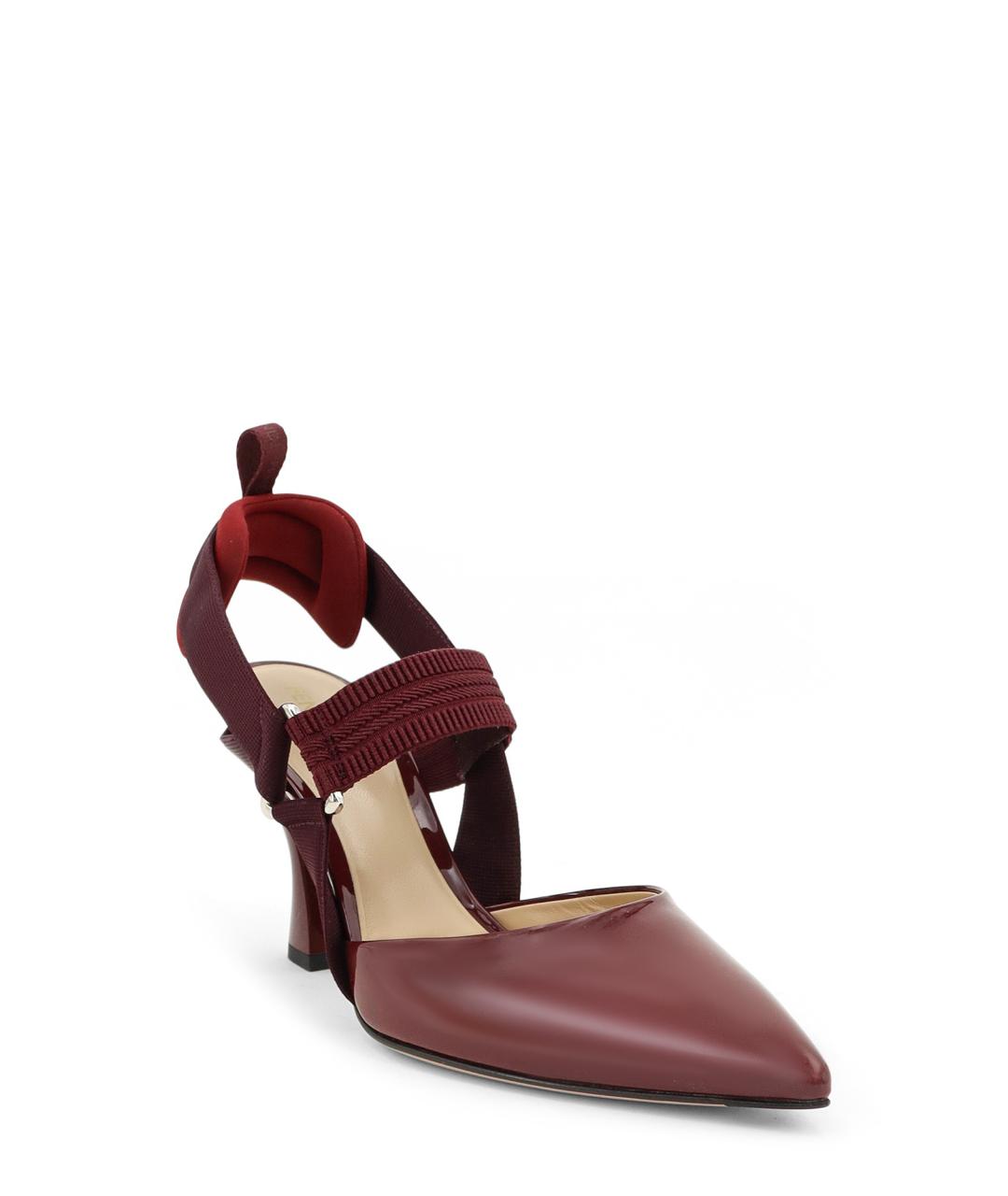 FENDI Бордовые кожаные туфли, фото 2