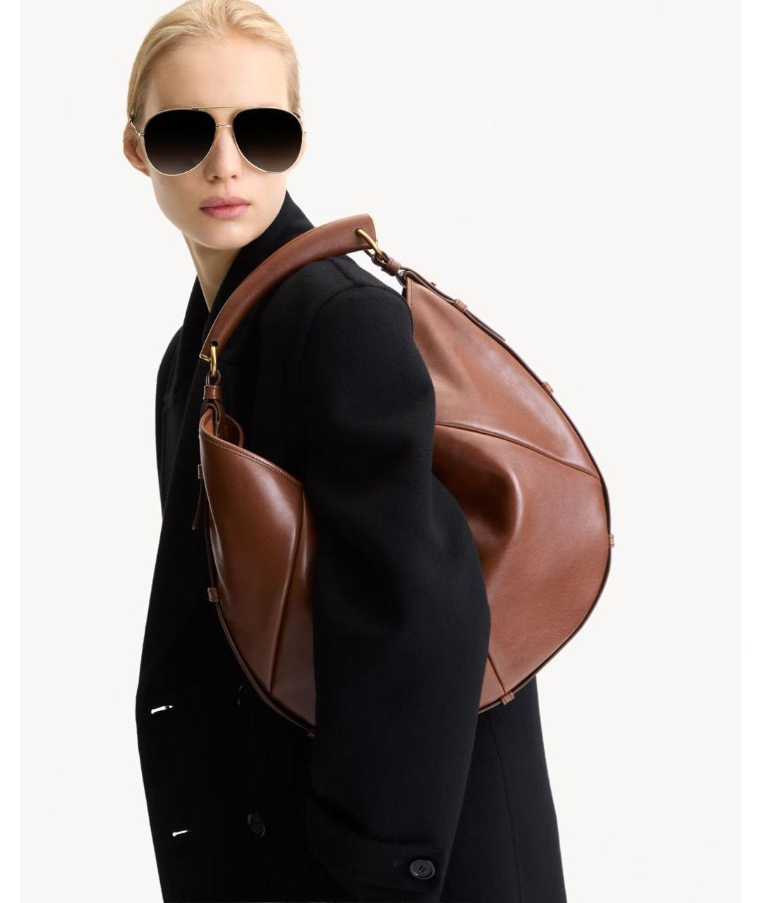 SAINT LAURENT Коричневая кожаная сумка через плечо, фото 2