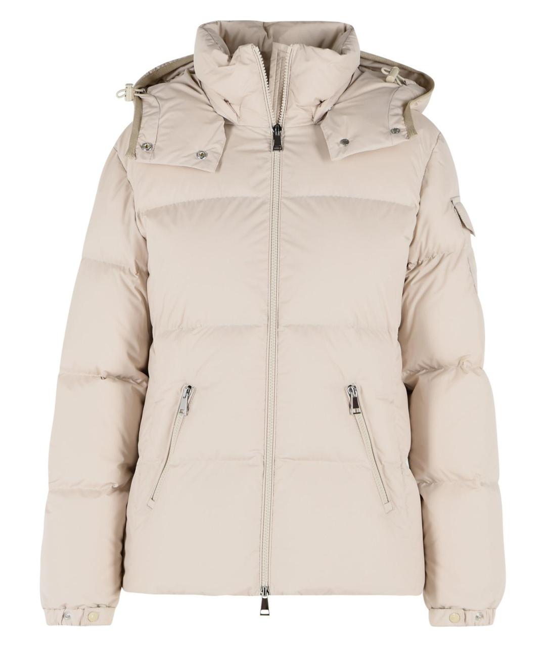 MONCLER Бежевый полиэстеровый пуховик, фото 1
