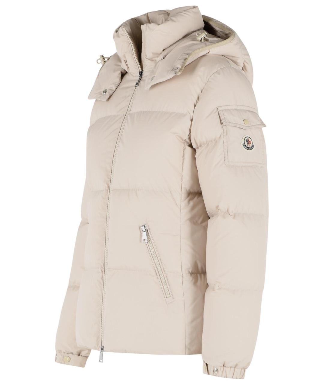 MONCLER Бежевый полиэстеровый пуховик, фото 2