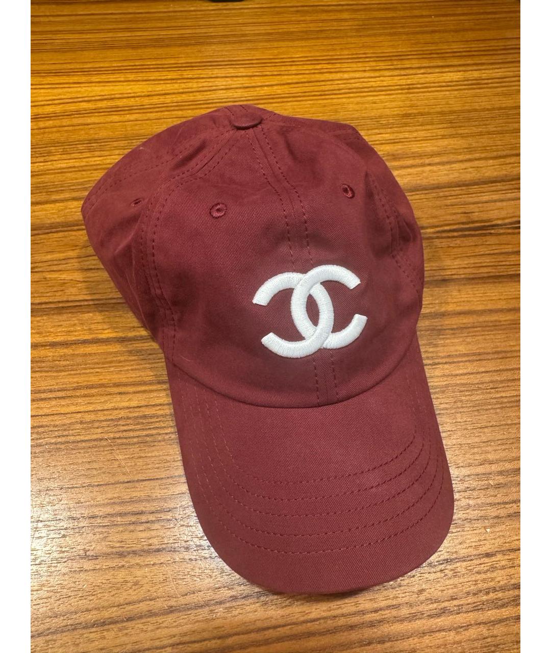 CHANEL Бордовая хлопковая кепка, фото 5