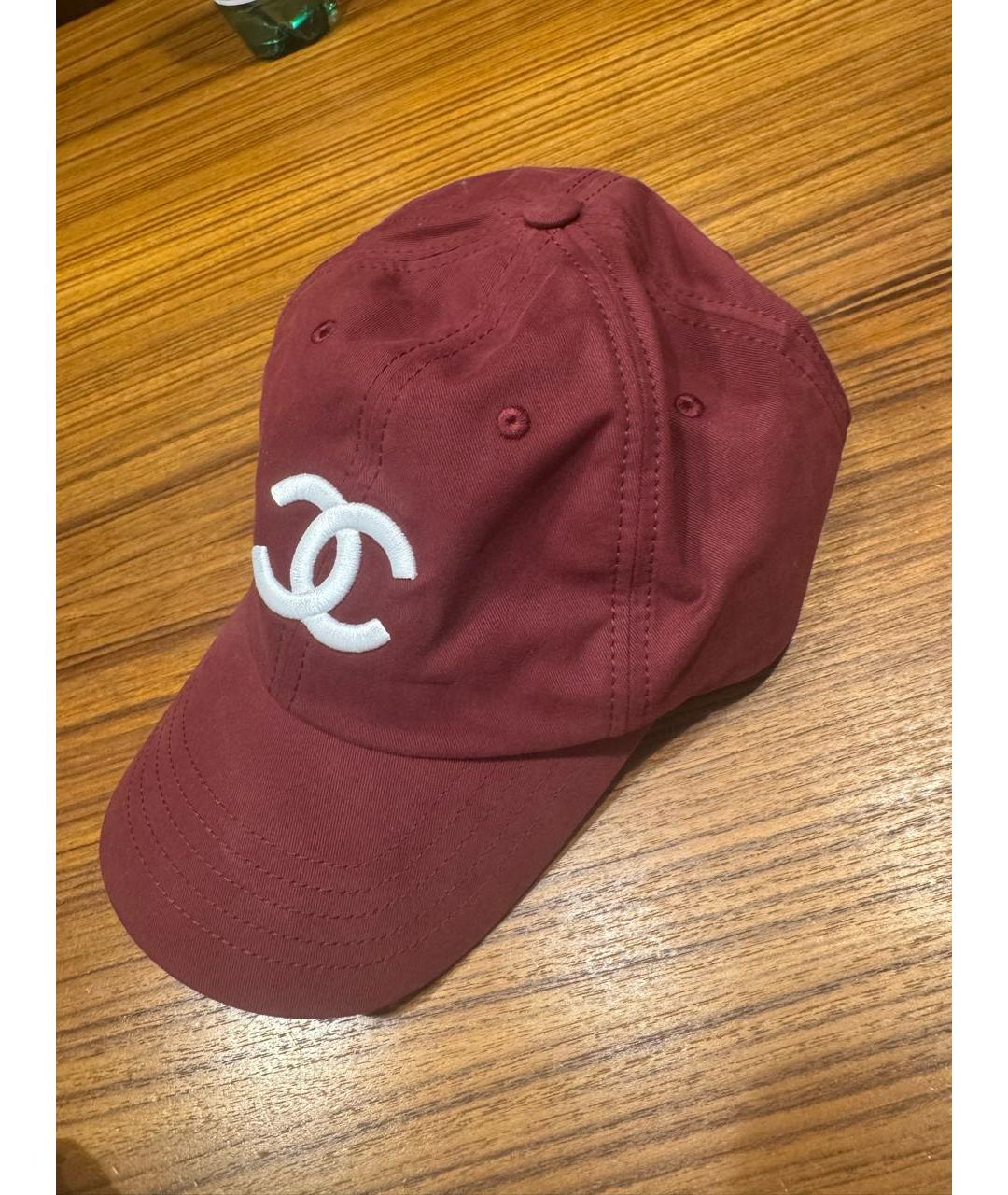 CHANEL Бордовая хлопковая кепка, фото 2