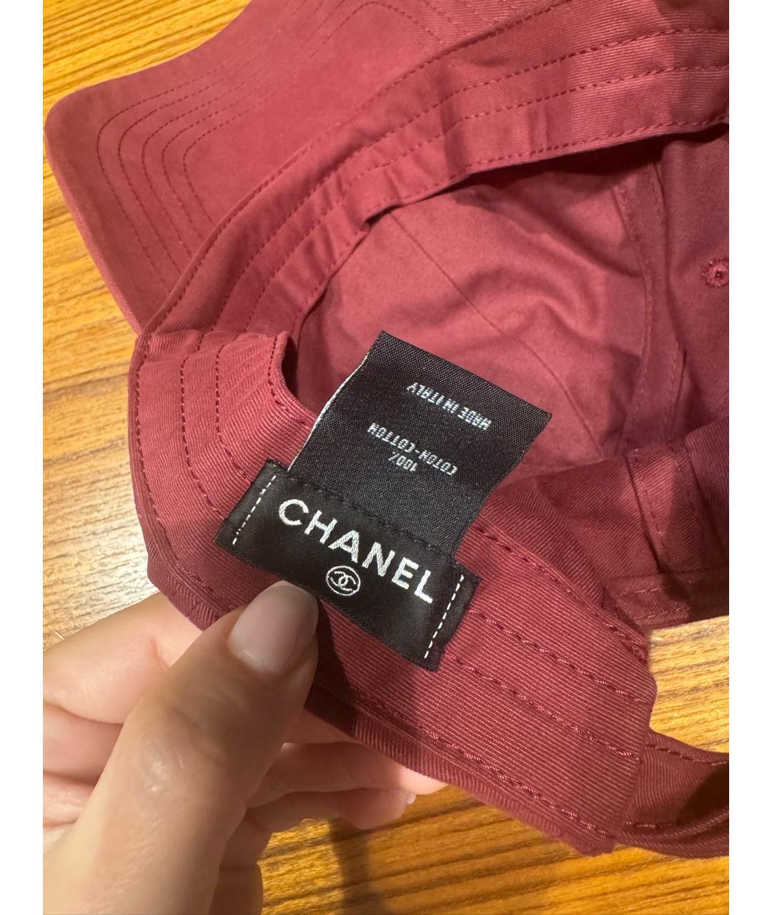 CHANEL Бордовая хлопковая кепка, фото 3