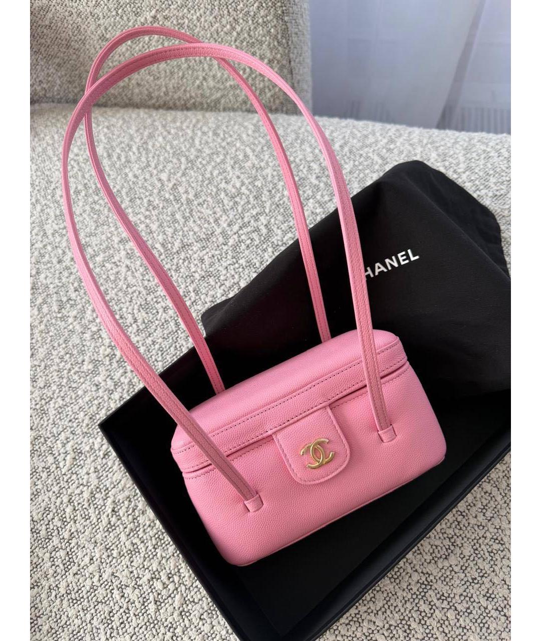 CHANEL Розовая кожаная сумка с короткими ручками, фото 4