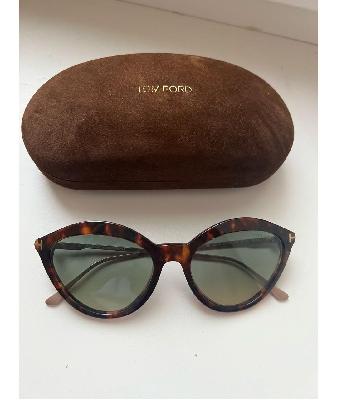 TOM FORD Коричневые пластиковые солнцезащитные очки, фото 6