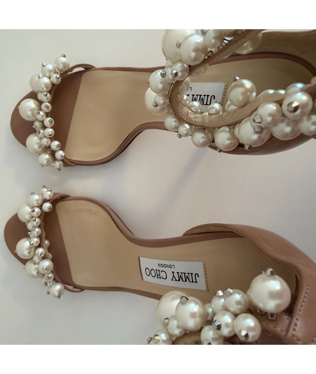 JIMMY CHOO Розовые кожаные босоножки, фото 3