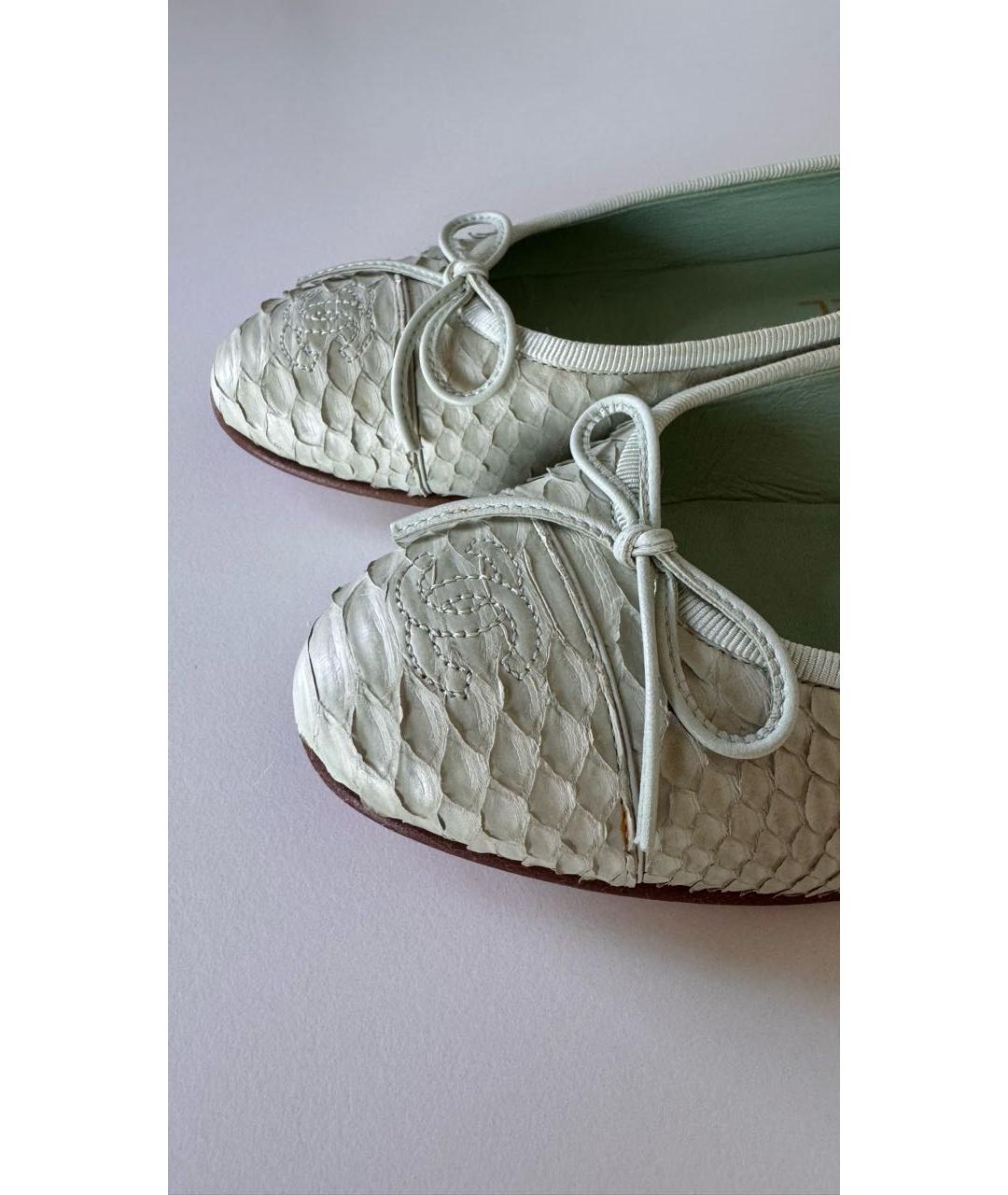 CHANEL Салатовые балетки из кожи ящерицы, фото 6