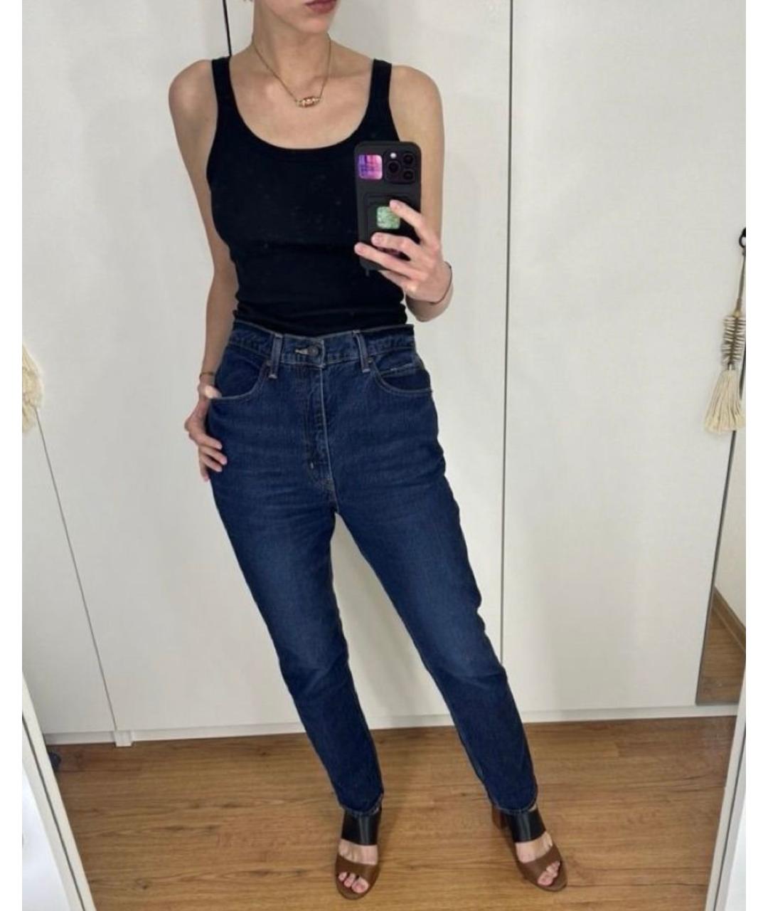 LEVI'S Темно-синие хлопковые прямые джинсы, фото 2