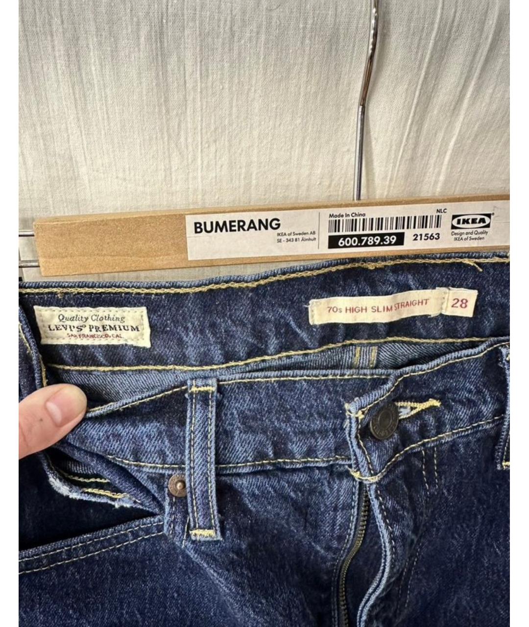 LEVI'S Темно-синие хлопковые прямые джинсы, фото 3