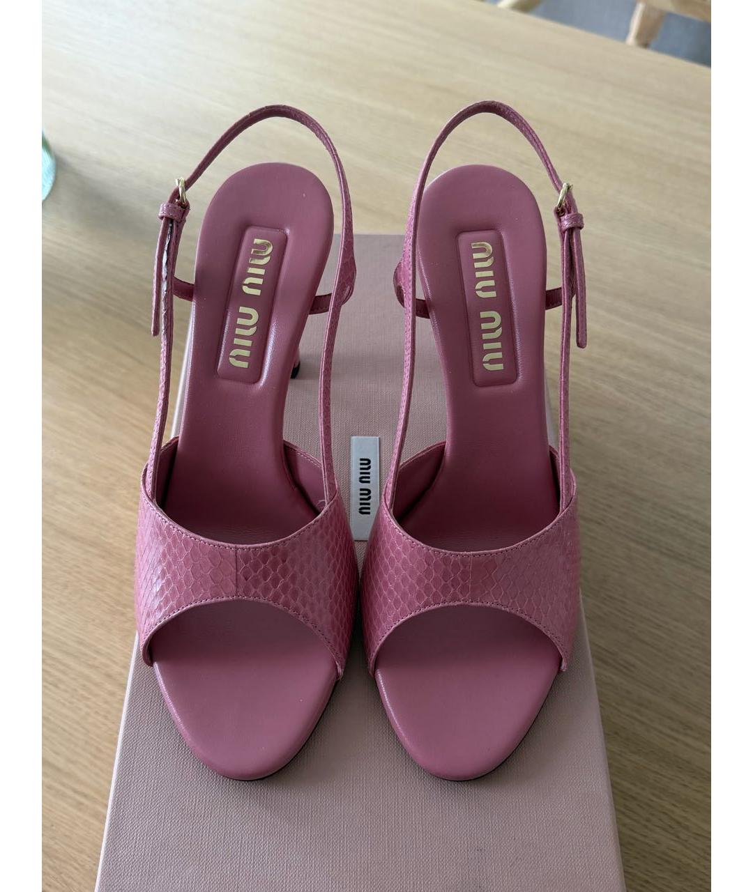 MIU MIU Розовые кожаные босоножки, фото 2