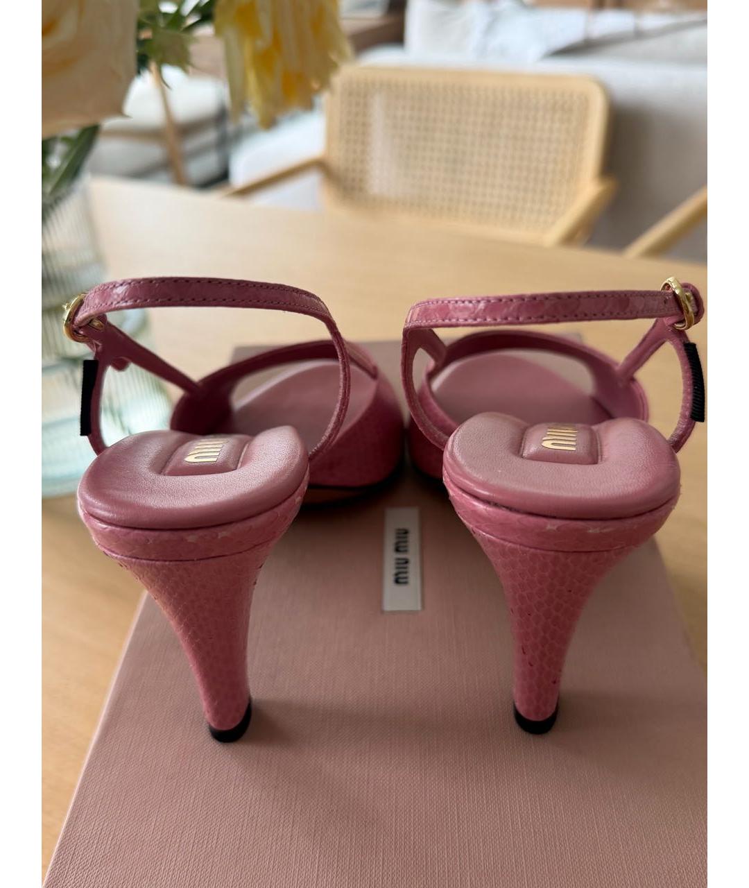 MIU MIU Розовые кожаные босоножки, фото 4