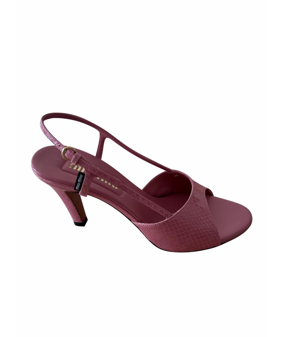 MIU MIU Розовые кожаные босоножки, фото 1
