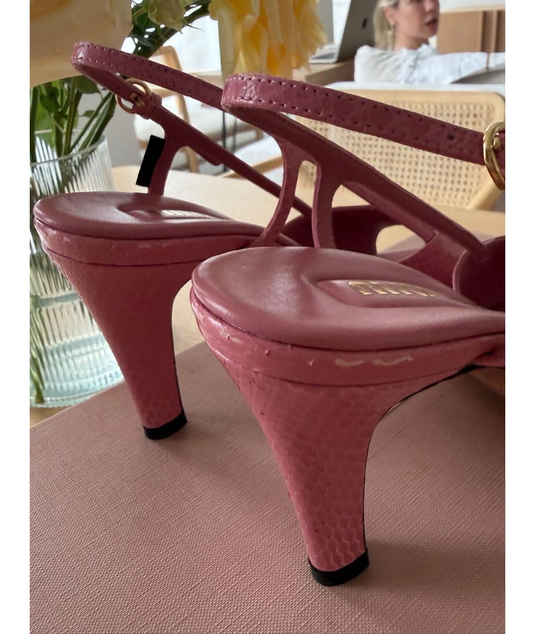 MIU MIU Розовые кожаные босоножки, фото 5