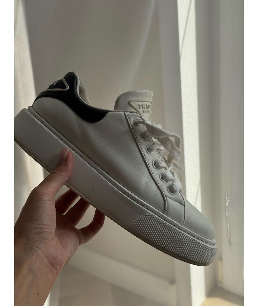 PRADA Белые кожаные кеды, фото 7