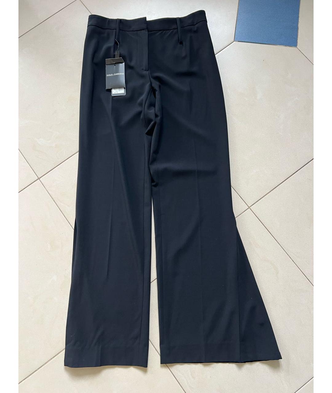 DOLCE&GABBANA Черные шерстяные прямые брюки, фото 4