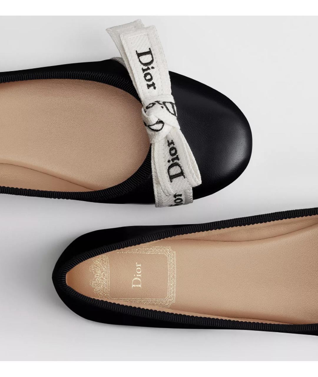CHRISTIAN DIOR Черные кожаные балетки, фото 3