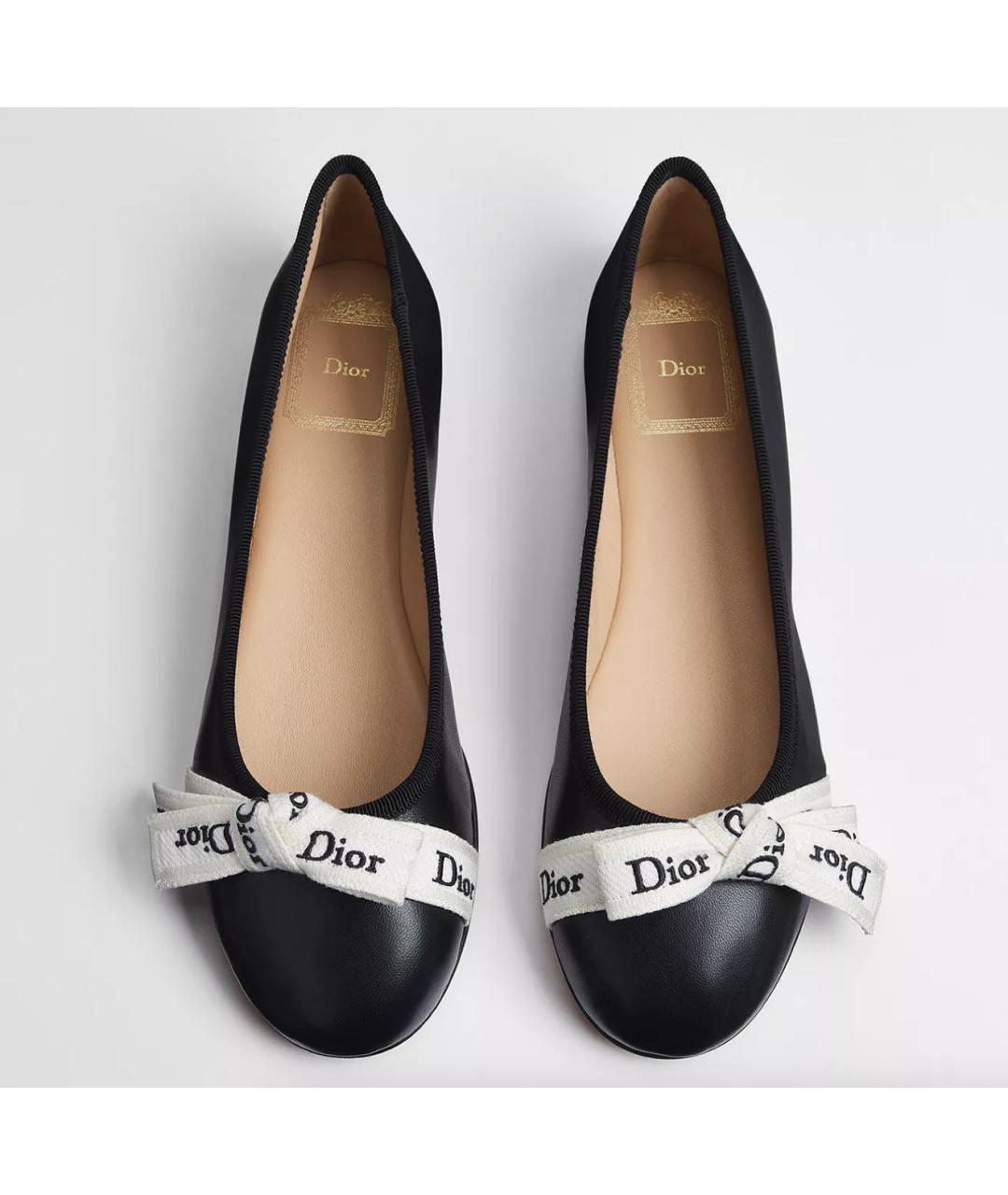 CHRISTIAN DIOR Черные кожаные балетки, фото 2