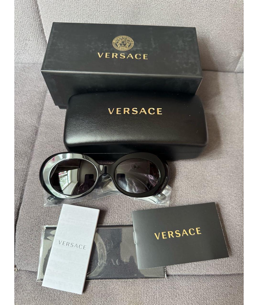 VERSACE Черные пластиковые солнцезащитные очки, фото 4