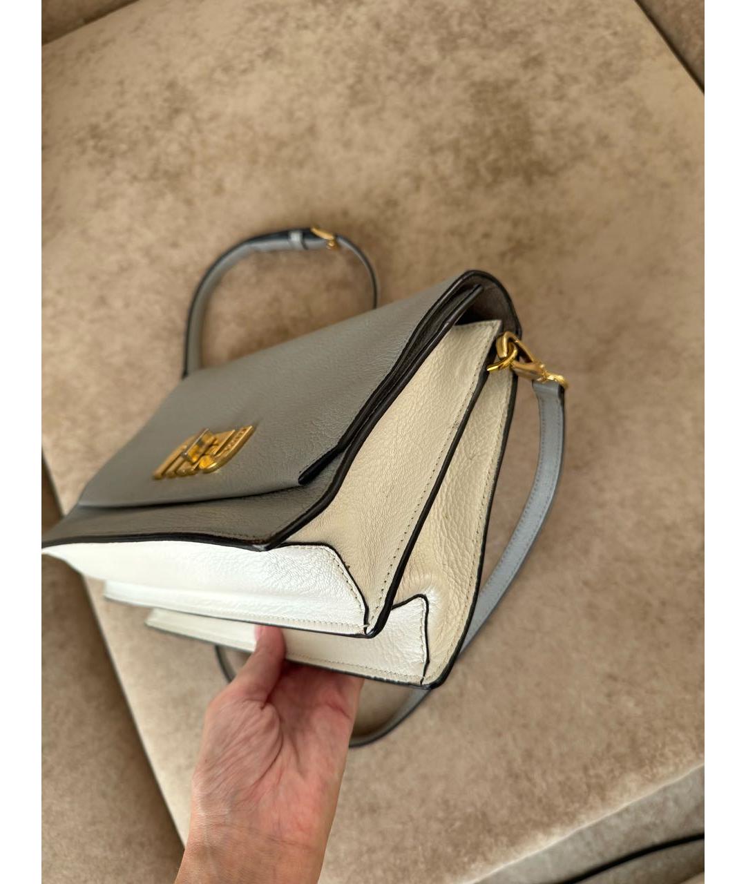 MIU MIU Серая кожаная сумка с короткими ручками, фото 4