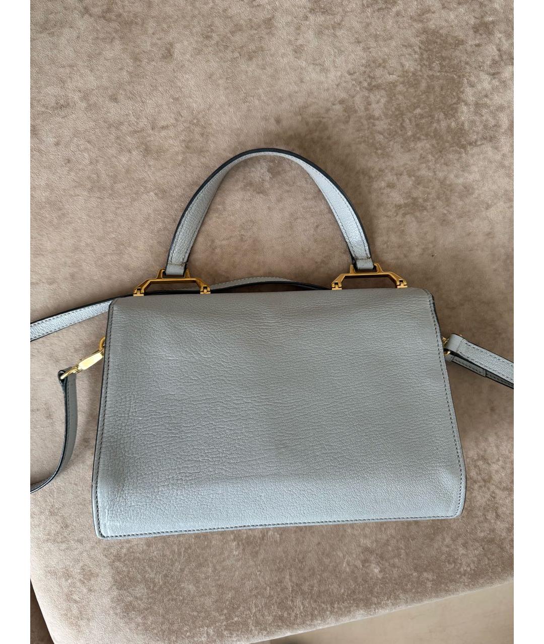 MIU MIU Серая кожаная сумка с короткими ручками, фото 2