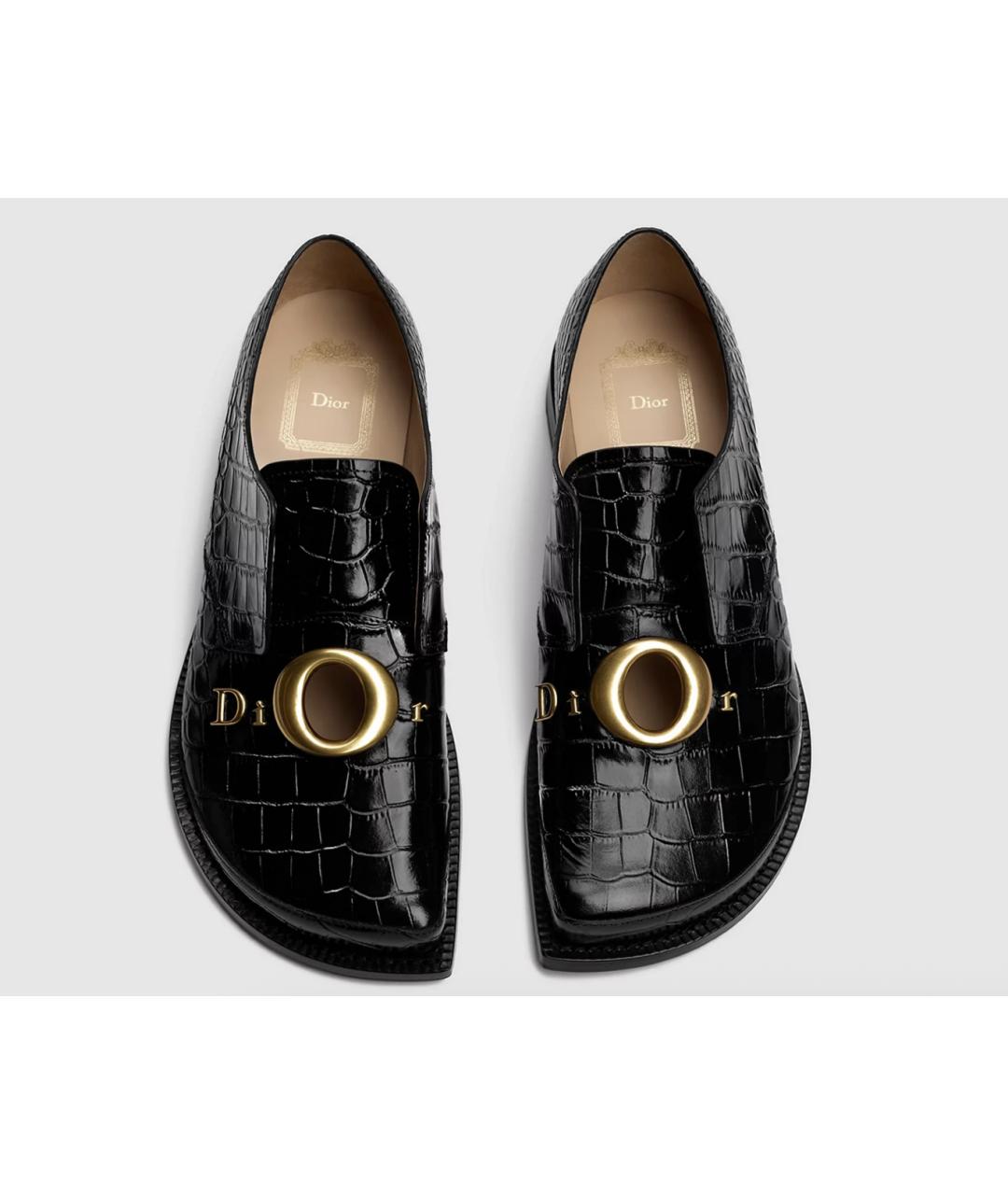 CHRISTIAN DIOR Черные брогги и оксфорды из кожи крокодила, фото 2