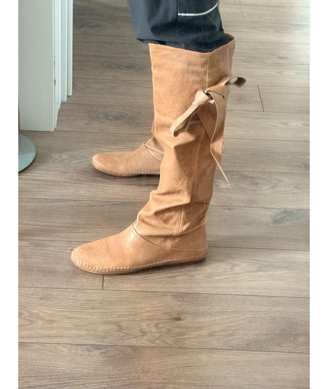 PRADA Бежевые кожаные сапоги, фото 8