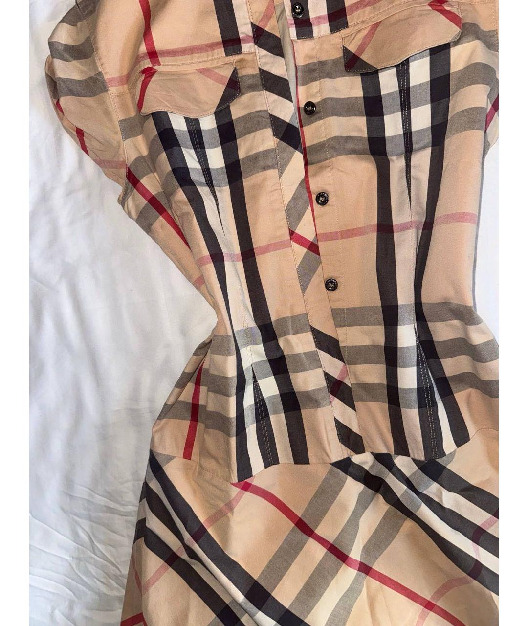 BURBERRY Бежевое хлопковое повседневное платье, фото 2