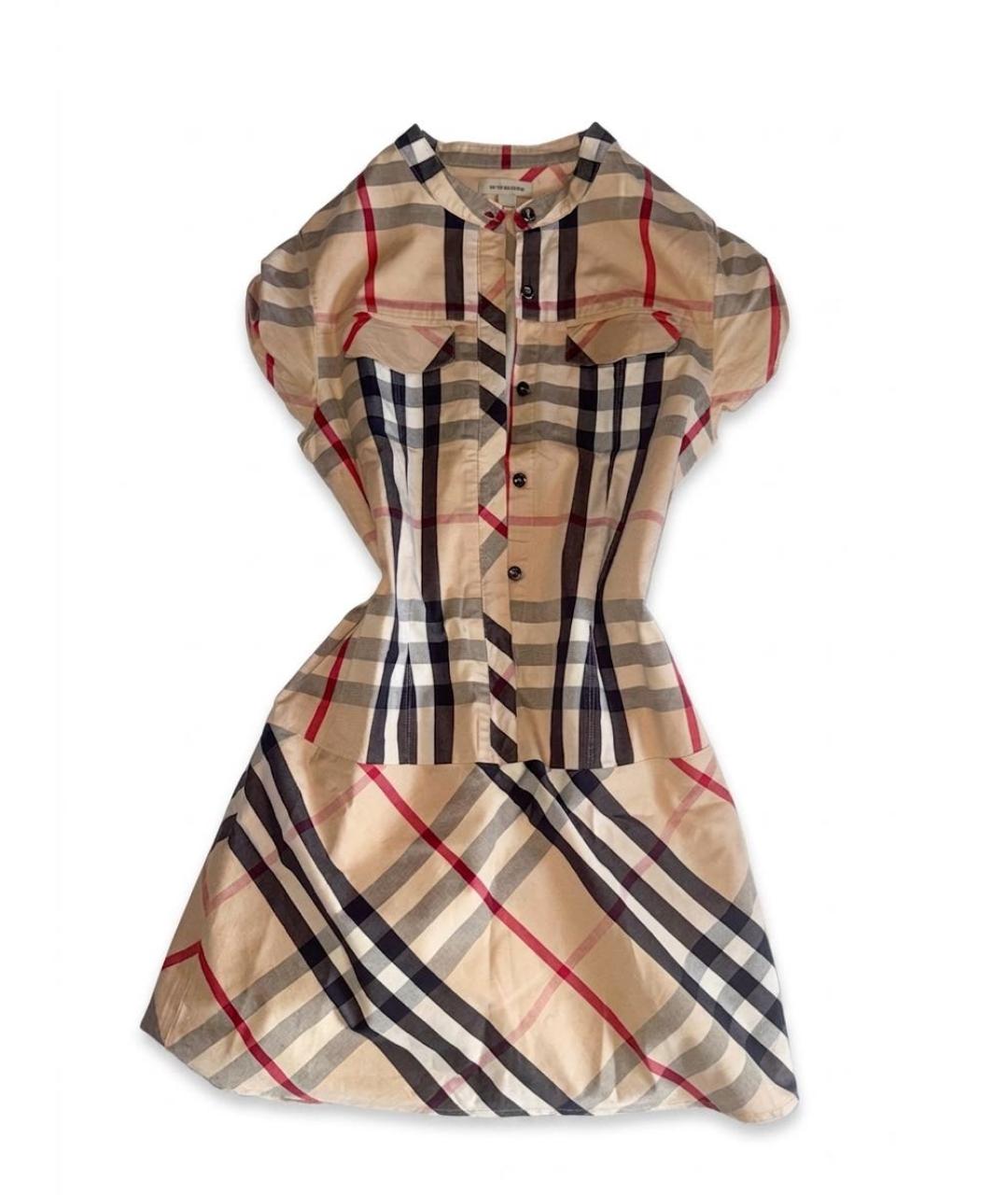 BURBERRY Бежевое хлопковое повседневное платье, фото 4
