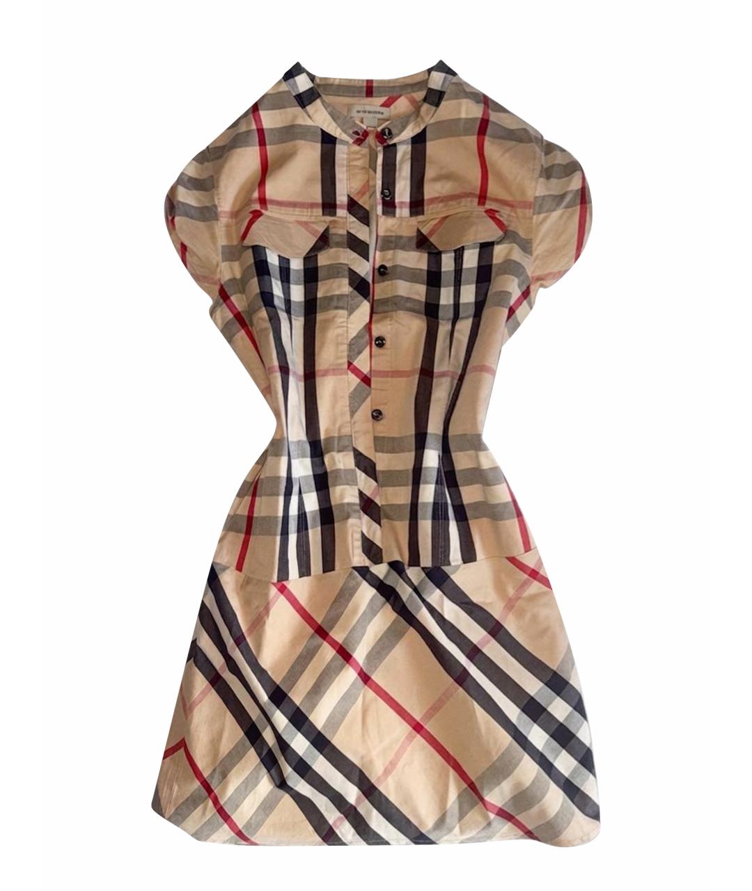 BURBERRY Бежевое хлопковое повседневное платье, фото 1
