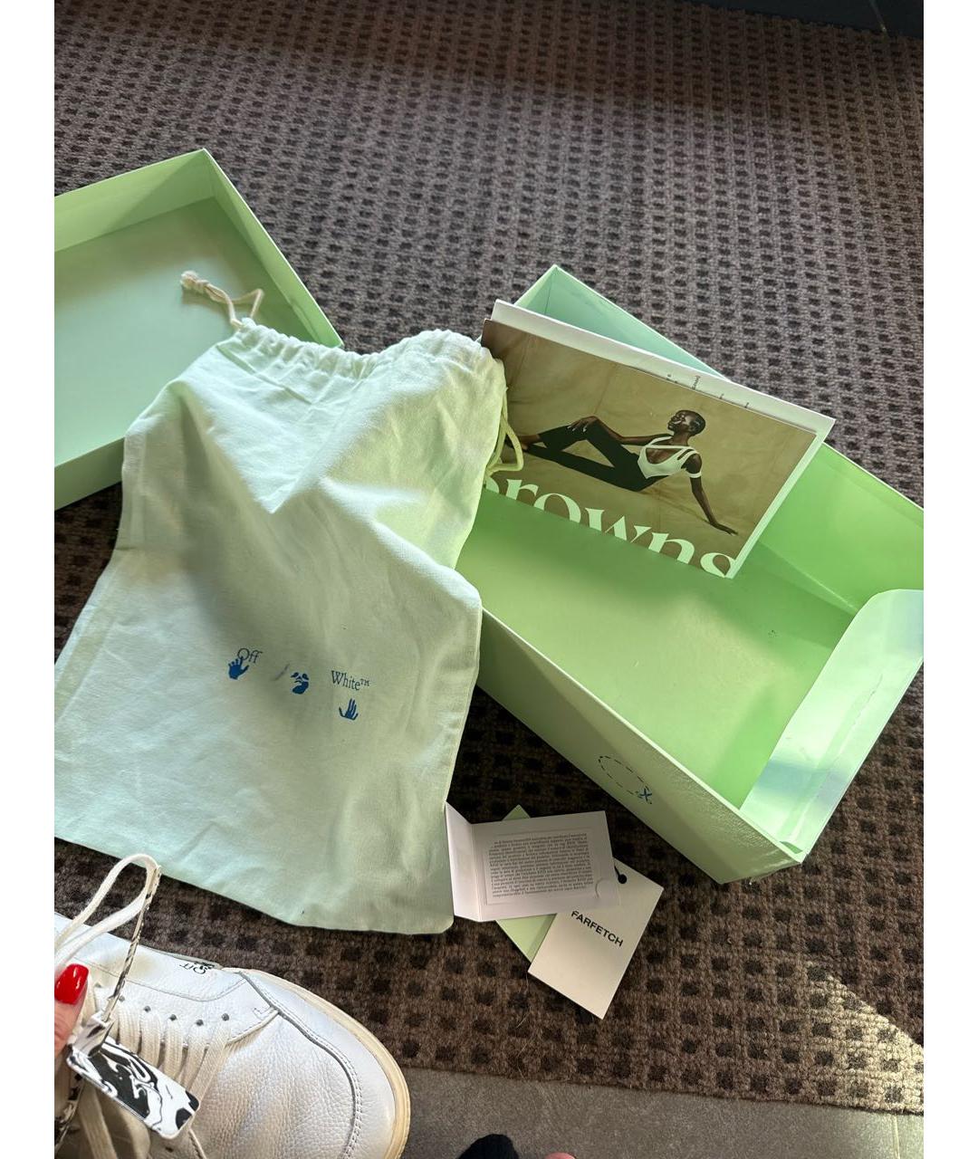 OFF-WHITE Белые кожаные низкие кроссовки / кеды, фото 5