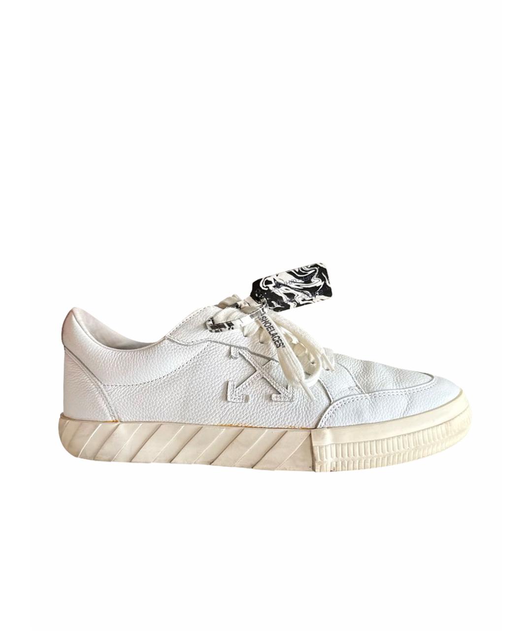 OFF-WHITE Белые кожаные низкие кроссовки / кеды, фото 1