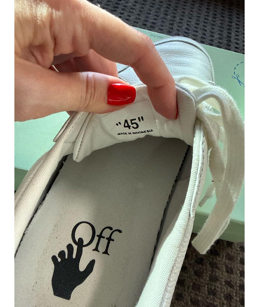 OFF-WHITE Белые кожаные низкие кроссовки / кеды, фото 7