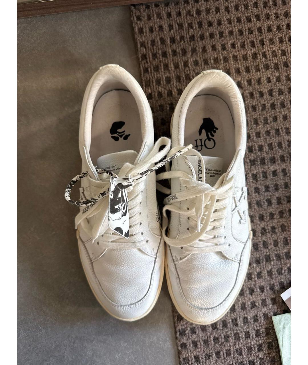 OFF-WHITE Белые кожаные низкие кроссовки / кеды, фото 3