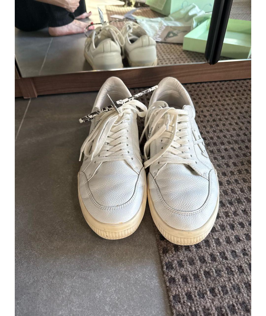 OFF-WHITE Белые кожаные низкие кроссовки / кеды, фото 2