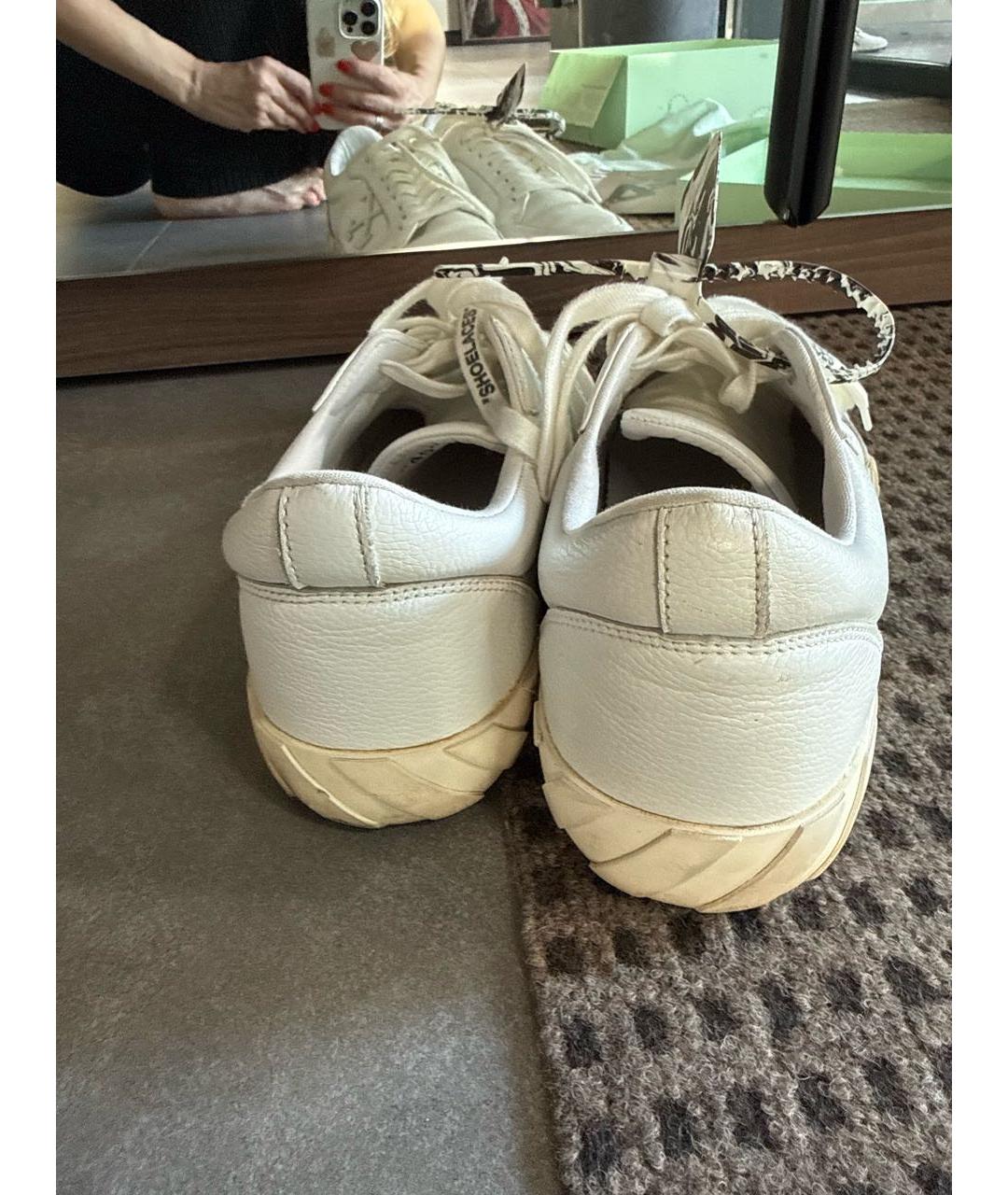 OFF-WHITE Белые кожаные низкие кроссовки / кеды, фото 4