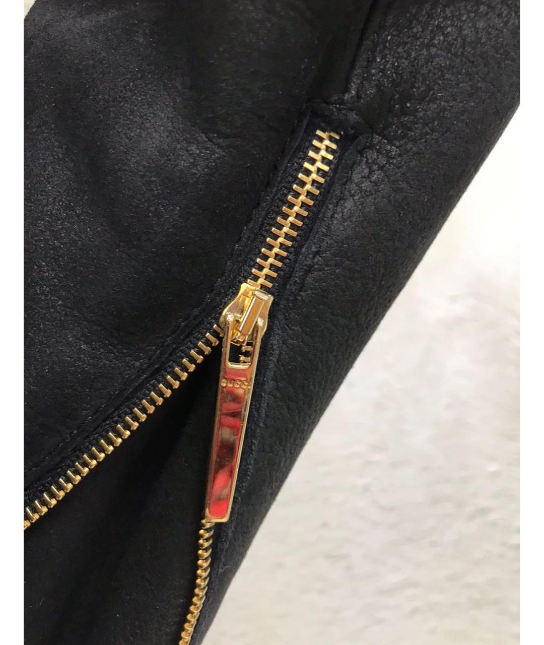 GUCCI Антрацитовая кожаная дубленка, фото 3