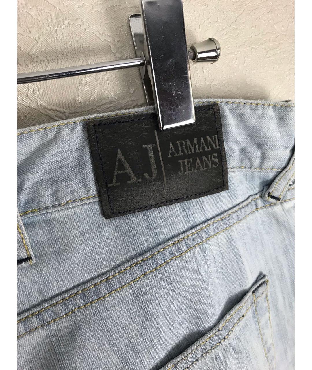 ARMANI JEANS Голубые хлопковые прямые джинсы, фото 5