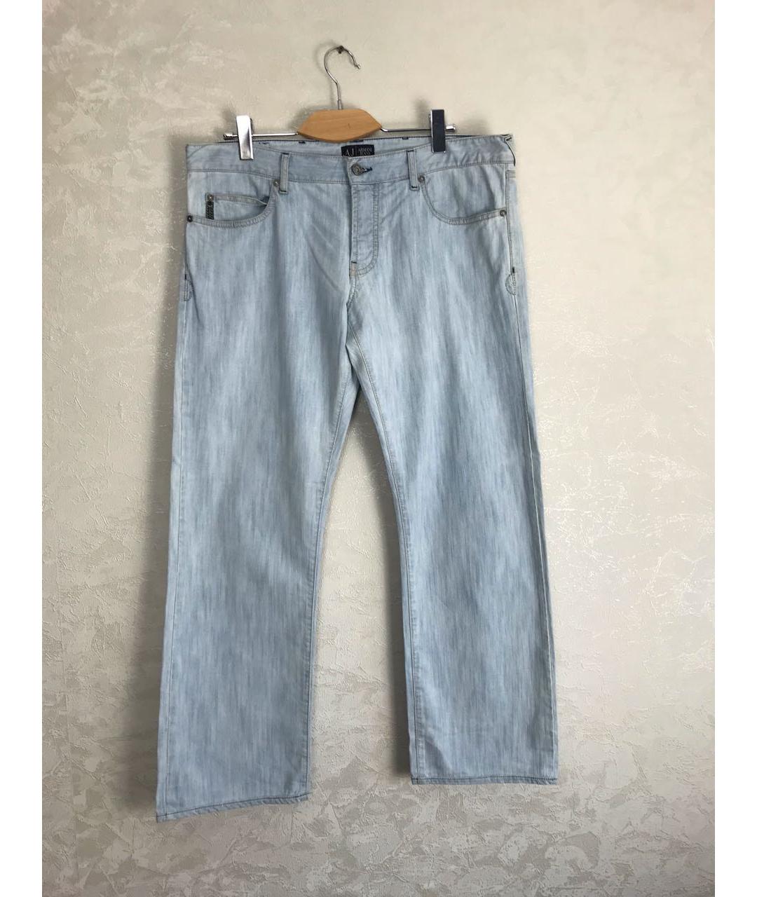 ARMANI JEANS Голубые хлопковые прямые джинсы, фото 2