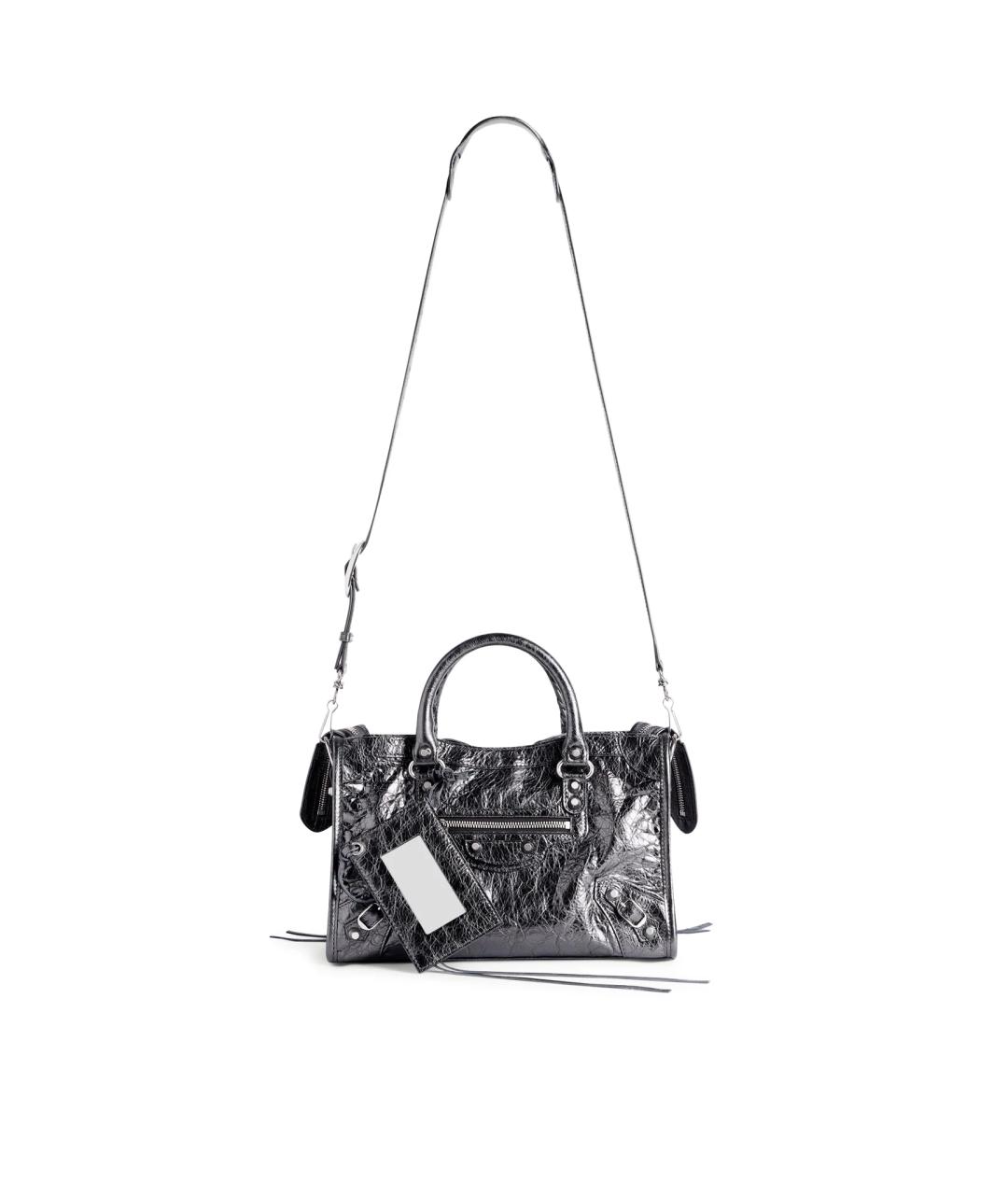 BALENCIAGA Черная кожаная сумка тоут, фото 3