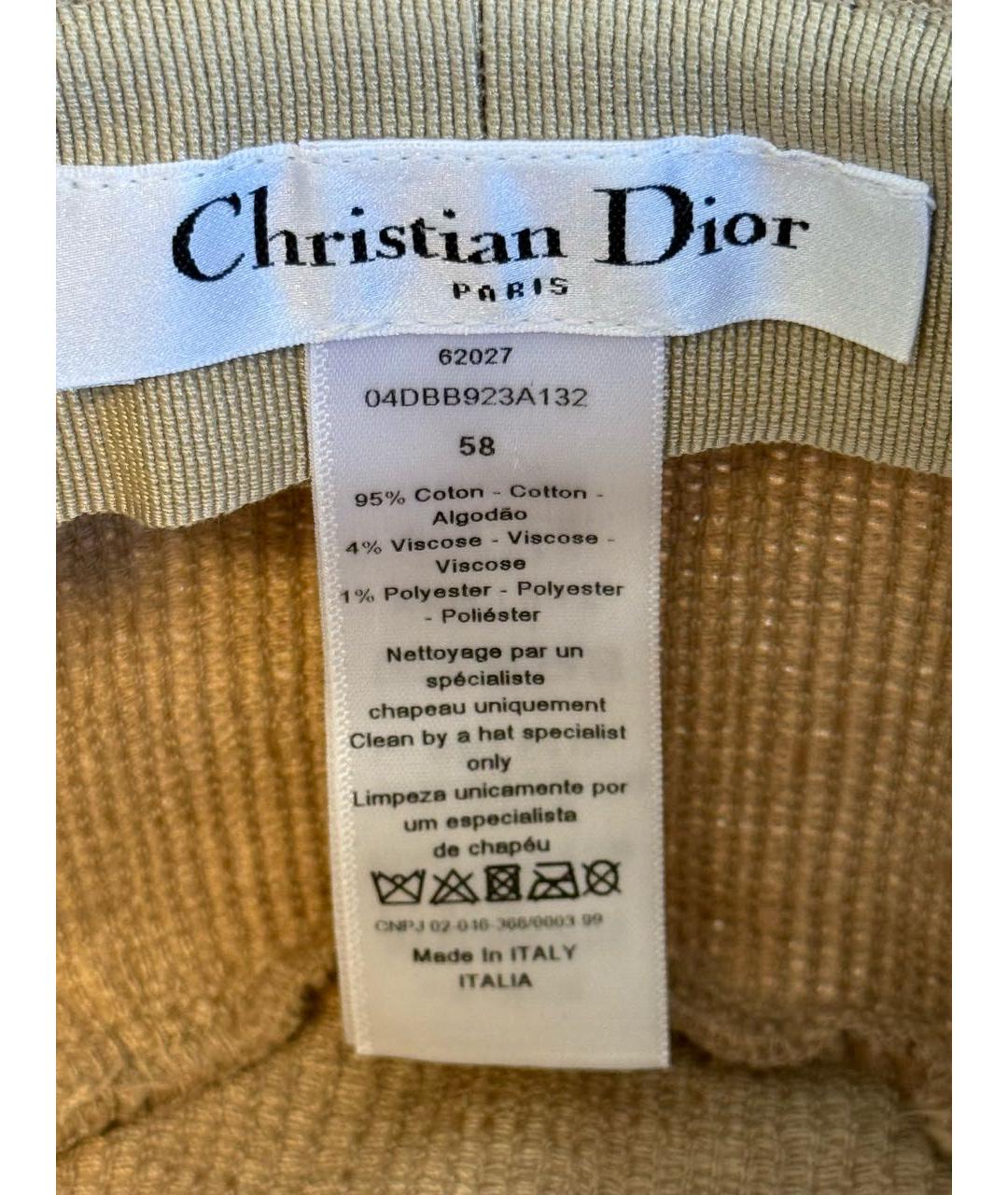 CHRISTIAN DIOR Бежевая хлопковая панама, фото 5