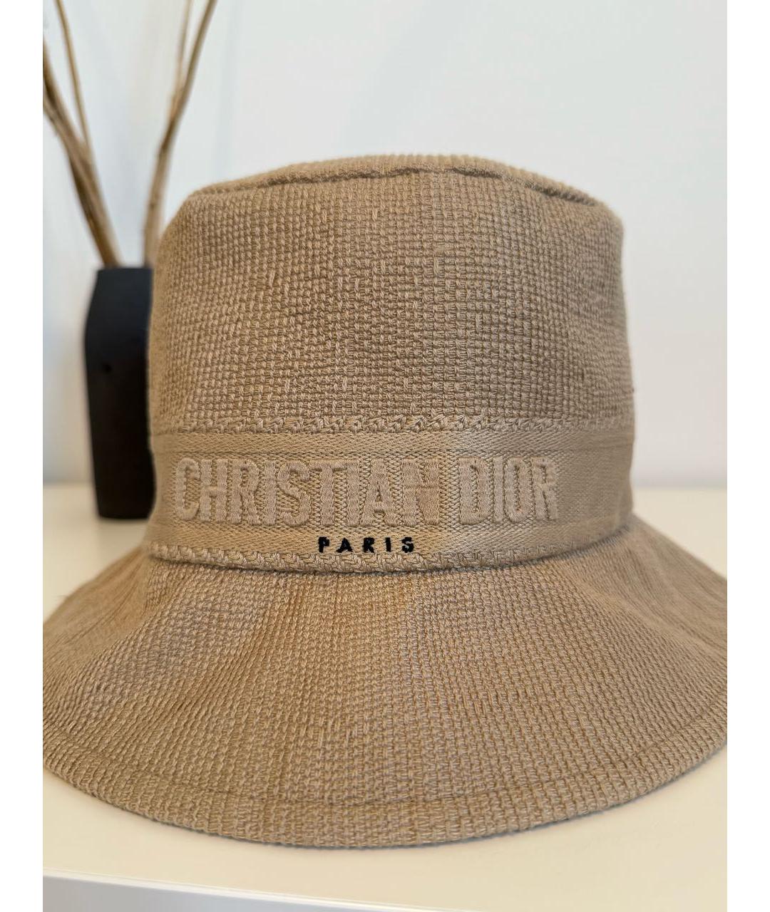 CHRISTIAN DIOR Бежевая хлопковая панама, фото 3